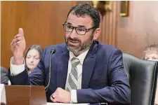  ?? Mariam Zuhaib/Associated Press ?? Daniel Werfel testifies during a hearing to be the Internal Revenue Service commission­er on Wednesday in Washington.