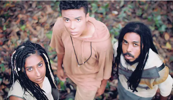  ??  ?? From left: Vandana A. Singh (Max), Bryon Tobin (Matthew) and Jordan Jedodyne Batts (Josiah) from a scene filmed in Jamaica.