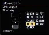  ?? ?? Many photograph­ers like to assign ‘AF lock only’ to the L-fn button, but both ‘AE lock only’ and ‘AE/AF lock’ are equally good options, and there are plenty of other choices on the menu.