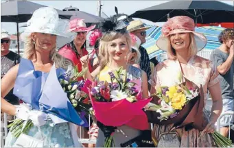  ??  ?? Finest fillies: Fashion in the field winner Sarah Earwaker of Brightwate­r, centre, with runner-up Angela Miller of Stoke, left, and second runner-up Julie Penman of Atawhai.