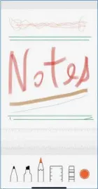  ??  ?? Vous pouvez dessiner dans une note. Les outils sont assez rudimentai­res mais ils suffisent pour dessiner rapidement un schéma ou un plan.