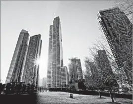  ?? JOSE M. OSORIO/CHICAGO TRIBUNE ?? At 896 feet, with 76 occupied floors and 800 apartments, NEMA Chicago is the city’s tallest rental tower and a major new skyline presence.