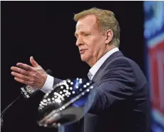  ?? EUROPEAN PRESS AGENCY ?? NFL Commission­er Roger Goodell had to answer several questions about “Deflategat­e” ahead of the Super Bowl in Houston, Texas.