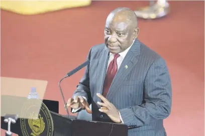  ?? Picture: Gallo Images ?? BACK AT THE PODIUM. President Cyril Ramaphosa gives the 2024 presidenti­al response to the State of the Nation Address debate at Cape Town City Hall yesterday.