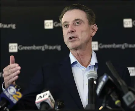  ?? SETH WENIG - THE ASSOCIATED PRESS ?? FILE - In this Feb. 21, 2018, file photo, former Louisville basketball coach Rick Pitino appears during a news conference in New York. Hall of Famer Pitino was named basketball coach at Iona College on Saturday, March 14, 2020.