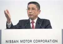  ?? BEHROUZ MEHRI/AFP/GETTY IMAGES ?? Hiroto Saikawa is Nissan’s CEO. The automaker says its results were hurt by lawsuits in the U.S. over defective airbags.