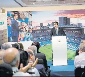  ?? FOTO: EFE ?? Julen Lopetegui estuvo muy bien arropado en su presentaci­ón en el Bernabéu
