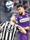  ?? ?? Juventus’ Matthijs de Ligt, left, and Fiorentina’s Nicolas Gonzalez battle for the ball during the Italian Cup semifinal soccer match between Juventus and ACF Fiorentina at the Allianz Stadium in Turin, Italy, on April 20. (AP)