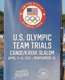  ?? ?? Kayakers practice for this weekend’s Olympic trials at Montgomery Whitewater in Montgomery on April 4.