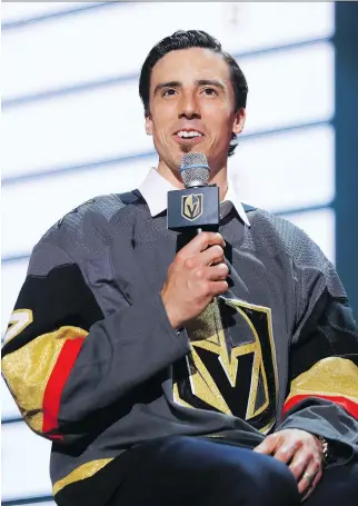  ?? BRUCE BENNETT/GETTY IMAGES ?? Marc-Andre Fleury addresses the audience Wednesday after receiving a standing ovation when he was selected by the Golden Knights at the NHL Awards on Wednesday in Las Vegas.