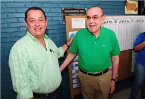  ?? MARVIN CARAVACA ?? El candidato a alcalde Mario Vargas y el presidente del Congreso, Rodrigo Arias, en el Liceo Luis Dobles Segreda.