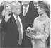  ??  ?? President Donald Trump is sworn in at his inaugurati­on in 2016.