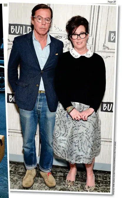  ??  ?? Fashion couple: Kate Spade with husband Andy in 2001, left, and last year