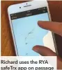  ??  ?? Richard uses the RYA safetrx app on passage