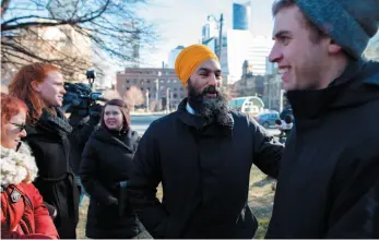  ?? CP PHOTO ?? Federal NDP leader Jagmeet Singh thanks people following a press conference in Toronto on Thursday. Singh will be seeking election in Burnaby South during a byelection next year.