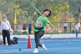  ?? AFI ?? Javelin thrower Neeraj Chopra at the Indian Grand Prix 3 in Patiala on Friday.