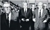  ??  ?? Du Cann (left) with Tiny Rowland (right) at Lonrho’s AGM in 1990