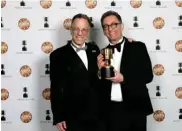  ??  ?? ASIFA exec director Frank Gladstone (left) and voice actor winner Tom Kenny at last year’s Annie Awards.