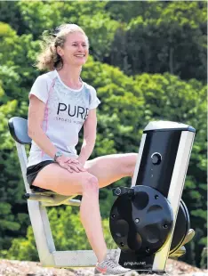  ?? PHOTO: PETER MCINTOSH ?? Laughing it off . . . Margie Campbell at the Ravensbour­ne cycleway yesterday after her unfortunat­e end to the weekend’s Auckland Marathon.