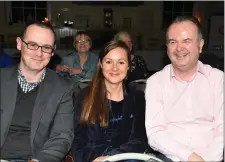  ?? Photo by Michelle Cooper Galvin ?? LEFT: Charlie Vaughan, Joy Clifford and Jimmy Browne at the Kerry Rape and Sexual Abuse Centre 25 years event in Muckross Schoolhous­e, Killarney on Saturday.