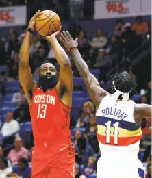  ?? Butch Dill / Associated Press ?? James Harden racked up 41 points and six assists to lead Houston to its fourth straight victory on Saturday night.