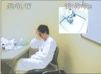  ?? CP PHOTO ?? Police interview Alexandre Bissonnett­e on January 30, 2017, the day after the mosque attacks, in this still from an interrogat­ion video shown by the Crown to the sentencing hearings in Quebec City in this handout photo.