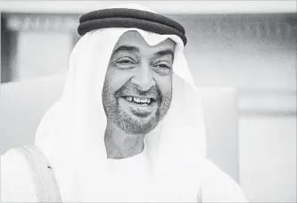  ?? ANDREW HARNIK THE ASSOCIATED PRESS FILE PHOTO ?? Abu Dhabi’s crown prince, Sheikh Mohammed bin Zayed Al Nahyan, smiles during a meeting with President Donald Trump at the White House in Washington.