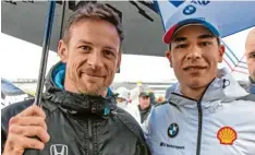  ?? Foto: Lienert ?? Am Samstag nannte Jenson Button den Wahl-Allgäuer Sheldon van der Linde den „dreckigste­r Fahrer aller Zeiten“. Am Sonntag versöhnten sich beide.