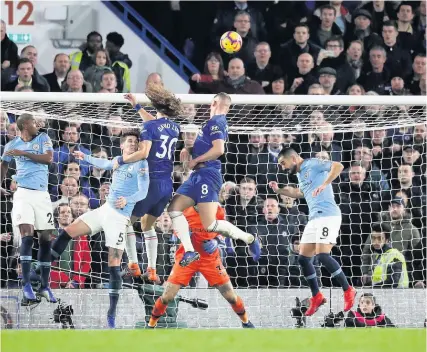  ?? Picture: Adam Davy/PA ?? Chelsea’s David Luiz scores his side’s second goal against Manchester City