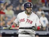  ?? KATHY WILLENS — THE ASSOCIATED PRESS, FILE ?? Boston’s David Ortiz comes with some PED baggage, but Hall of Fame voters are less bothered by the more shaky evidence of his use.