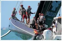  ??  ?? Team UK’S struggles continue, striking mechanical problems against Luna Rossa.