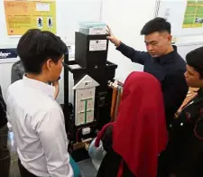  ??  ?? A prototype of hydroelect­ricity generator exhibited at the recent iComp’Ex (National Innovation and Invention Competitio­n through Exhibition) 2018.