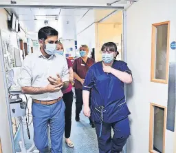  ?? ?? Difficult time Scottish Health Secretary Humza Yousaf during a visit to Monklands Hospital