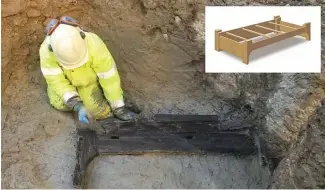  ?? ?? An excavation in central London has revealed what experts think is a Roman flatpack bed for use in the afterlife.