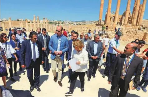 ?? Reuters ?? Britain’s Prince William visits the ancient city of Jerash in Jordan yesterday.