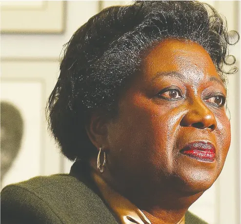  ?? BRIGITTE BOUVIER / THE OTTAWA CITIZEN FILES ?? Jean Augustine, the first Black Canadian woman elected to Parliament, was a strong early proponent of Black
History Month, along with Dr. Daniel G. Hill, Wilson O. Brooks and Rosemary Sadlier, Lloyd Wilks writes.