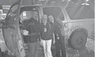  ?? PROVIDED BY DELL CHILDREN’S MEDICAL CENTER OF CENTRAL TEXAS ?? Dr. John Lloyd and his 2005 Ford Excursion was able to get himself and nurses Kelly Klaus, center, and Nicole Padden through sleet and over icy roads to Marble Falls to care for Zaylynn Arias.