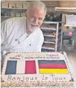  ?? FOTO: OEHMEN ?? Konditorme­ister Hans Oehmen hat für das BIS-Zentrum eine Tour-Torte gefertigt. Das BIS ist am Sonntag ab 10 Uhr geöffnet und bewirtet Besucher.