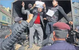  ?? FILE ?? Nepali activists protest against India as they were detained outside the Indian embassy in Kathmandu.