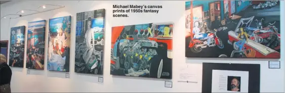  ??  ?? Michael Mabey’s canvas prints of 1950s fantasy scenes.