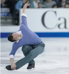  ?? JONATHAN HAYWARD/THE CANADIAN PRESS ?? Canadian Patrick Chan skates during the men’s short program at Skate Canada Internatio­nal in Lethbridge, Alta. on Friday. He was second.