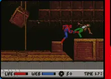  ??  ?? » [Mega Drive] The first challenge in Spider-man Vs The Kingpin is to take down an armed thug.