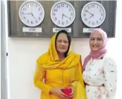  ?? Photo: Charles Chambers ?? Minister for Education, Heritage and Arts Rosy Akbar left, with Azreena Khan inside the women’s prayer room at the Masjid Hanifa mosque.