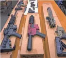  ?? HAVEN DALEY/AP FILE ?? “Ghost guns” are displayed at the San Francisco Police Department in 2019. The Biden administra­tion is expected to announce its long-awaited rule to rein a surge of privately made firearms.