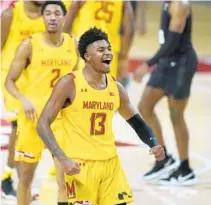  ?? JULIO CORTEZ/AP ?? Maryland’s Hakim Hart celebrates after scoring Sunday.