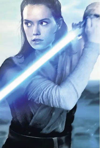  ??  ?? > Daisy Ridley as Rey in Star Wars The Last Jedi