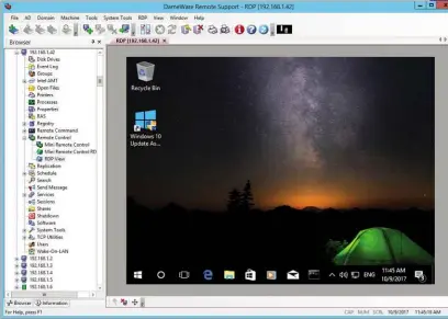  ??  ?? ABOVE DameWare can use RDP for quick client connection­s and simple remote control