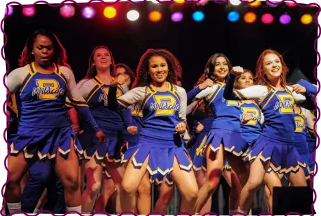  ??  ?? The Brawley (above) and Central (below) union high cheer squads perform a routine during High School Madness at the 2016 California Mid-Winter Fair & Fiesta Imperial. SERGIO BASTIDAS FILE PHOTOS