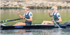  ?? Picture / Photosport ?? Kerri Gowler and Grace Prendergas­t are jubilant after winning the world coxless pair title in Sarasota, Florida, yesterday.