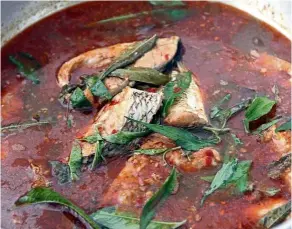  ??  ?? ah mak hu gulai is a fiery fish curry based on an old recipe by rosita’s mother.